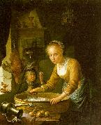 Gerrit Dou Girl Chopping Onions painting
